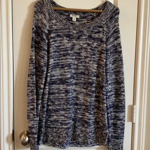 Blue and white heather sweater